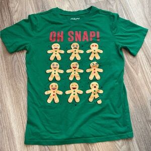 Green Kids 14/16 Shirt with Gingerbread Holiday Graphic Tee‎